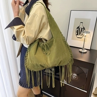 2025 nouvelle grande capacité gland sac à bandoulière en cuir suédé sacs fourre-tout avec franges Vintage femmes sacs à main