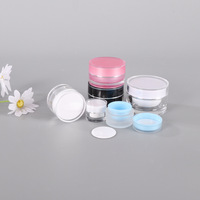 Pot à crème vide en acrylique à double paroi 5g 15g 30g 50g avec couvercle à vis transparent et anneau argenté pour échantillon de crème contour des yeux, cosmétique de voyage, vente en gros