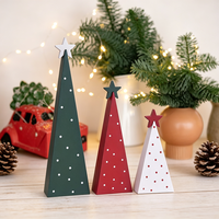 Décoration de Noël en bois Art Déco 3 pièces, motif triangulaire, avec étoile sur le dessus, autoportante, pour une ambiance hivernale festive à la maison