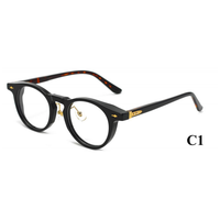 Nuevas Gafas Ópticas de Diseño Retro Clásico de Alta Gama, Montura Completa Redonda, Patrón Sólido, Acetato, con Estuche
