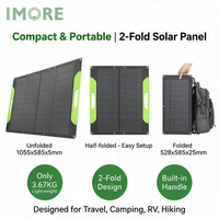 Panneau solaire portable pliable 100W, 2 plis, compact, ETFE IP67, module MC4 pour la randonnée, le camping, les voyages et la recharge de stations d'alimentation