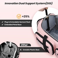 Sac de transport à roulettes rose personnalisé pour costumes de danse, avec tringle porte-vêtements, idéal pour costumes de danseurs