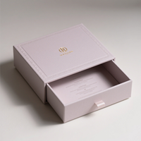 Boîte à tiroir personnalisée violet pastel Emballage de luxe en carton rigide mat pour parfum Estampage en relief d'huile essentielle cosmétique