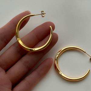 Wholesale Bulk 316L Stainless Steel 14k 18k Gold Plated <b>Fine</b> Jewelry Fashion Hoop Exaggerated Light Big Large <b>Earrings</b> for Women - Product Image 1