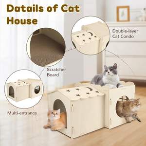 Long River - Rascador para Gatos <span class=keywords><strong>de</strong></span> Madera Resistente, Diseño Moderno y Ecológico, con Ventilación Interior/Exterior, para Rascar y Esconderse - Product Image 3