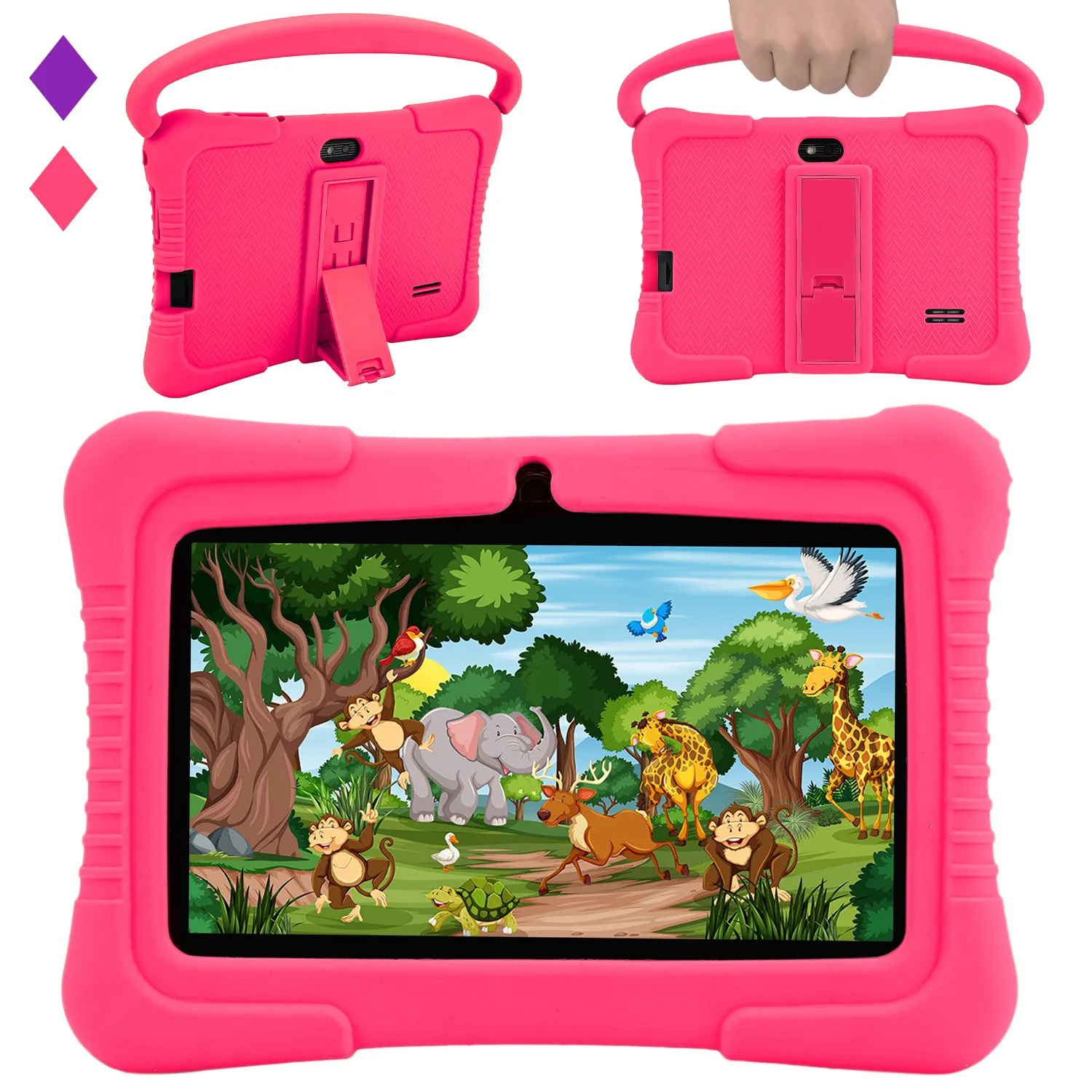 Discount 7'' Kids Tablet Eye Protection HD Screen Parent Control Pre-Installed Educational APP Android Tablets PC for Children