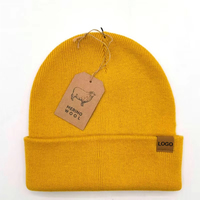 Bonnet unisexe en laine mérinos avec étiquette en cuir Bonnet tricoté pour l'extérieur personnalisé Accessoires d'hiver en tricot pour hommes et femmes