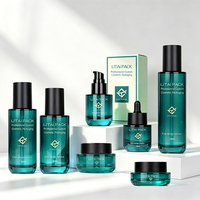 Pot cosmétique vide personnalisé, flacon pompe en verre mat dépoli pour crème, toner, lotion, ensemble d'emballage personnalisé pour soins de la peau avec boîte