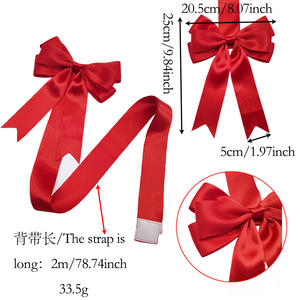 Grand nœud en ruban de satin de luxe en gros avec adhésif pour arbre de Noël, porte de placard, guirlande, décoration artisanale, nœud pré-fabriqué - Product Image 2