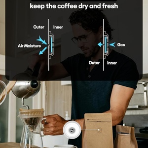 Sac à café en papier kraft imprimé personnalisé, écologique, à fond plat, avec valve et fermeture éclair, très vendu - Product Image 5