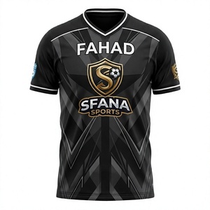 SFANA SPORTS Men's <b>Light</b> Blue Soccer Jersey V-<b>Neck</b> Short Sleeve Sublimated Geometric Print Breathable Polyester Uniform - Product Image 4
