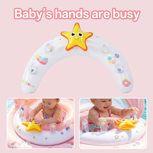 Bouée de piscine pour bébé licorne rose avec protection solaire UPF 50, anneau de natation pour nourrisson, double chambre à air, siège de sécurité pour tout-petit, jouet aquatique d'été - Product Image 3