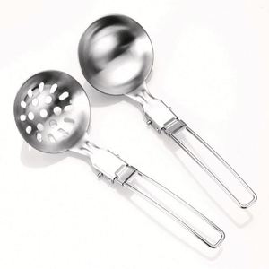 Ensemble d'outils de cuisine multifonctionnels portables pour le camping et les pique-niques, pliables, en acier inoxydable 304, 6 pièces, écologiques, pelle et cuillère - Product Image 1
