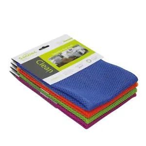 Factory Supplier Multi Color Kitchen Dish Washing Towels Microfiber Net Mesh Cloth