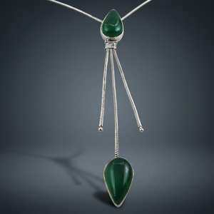 Collier pendentif Art Palace Impressive Fine en onyx vert avec accents argentés - Product Image 2