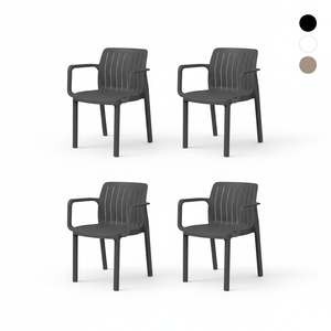 Pack of 4 Lea <b>Chairs</b> - Modern Outdoor <b>Chair</b> - Available in 3 colors - Anthracite - Product Image 1