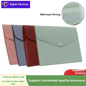 Solid Color A4 Business Box <strong>File</strong> Simple Multi-Layer Horizontal Edition Thickened Waterproof Leather Storage <strong>Folder</strong> Cross-Border - Product Image 2
