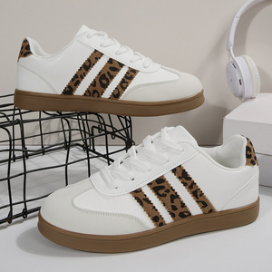<span class=keywords><strong>Baskets</strong></span> à imprimé léopard et rayures pour femmes, chaussures décontractées <span class=keywords><strong>basses</strong></span> à lacets - Product Image 1