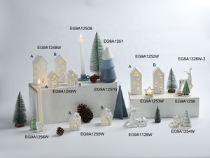 EG White Porcelain <b>Christmas</b> Elk Ceramic <b>Christmas</b> <b>Lighted</b> <b>Reindeer</b> Outdoor Decoration - Product Image 2