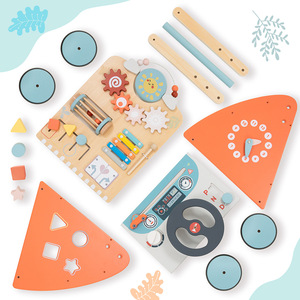 मोंटेसरी शैक्षिक लकड़ी के पुश-पुल गतिविधि वॉकर, लड़कों के लिए कई गतिविधि वॉकर के साथ लड़कों के खिलौने - Product Image 5