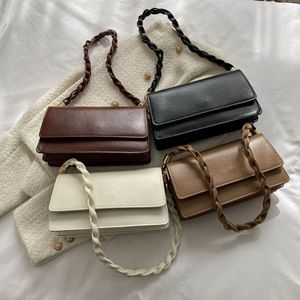 Tas selempang bahu Femme utama kantung murah E2516 untuk wanita tas ketiak kulit PU wanita lapisan ganda warna polos - Product Image 1