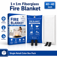 Couverture anti-feu HuaRui en fibre de verre 1x1m pour cuisine, emballage individuel, pour acheteurs en gros
