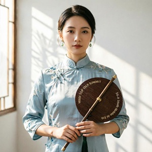 Bamboo Woven Waist Fan 5G A Theme Cultural <b>Gift</b> Chinese <b>Retro</b> Style For Dragon Boat Festival Mid Autumn Festival - Product Image 2