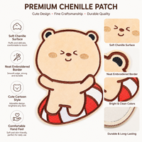 Patch brodé en chenille douce OEM/ODM, patch appliqué personnalisé pour vêtements et accessoires de chapeaux