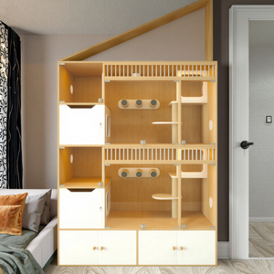 Op Maat Gemaakte Luxe Moderne Kattenhuis <span class=keywords><strong>Indoor</strong></span> Huisdiermeubilair Klimplanken Opslagruimte Gemaakt Hout Voor Gebruik In De Woonkamer Voor Honden - Product Image 2