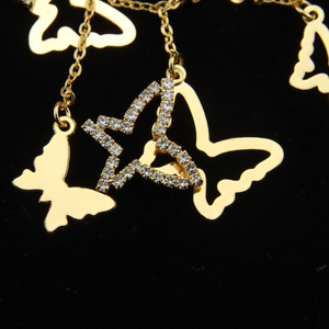 Parure de bijoux en zircone plaqué or 21 carats, style européen et américain, collier papillon pour mariage, bijoux haut de gamme pour femme - Product Image 5