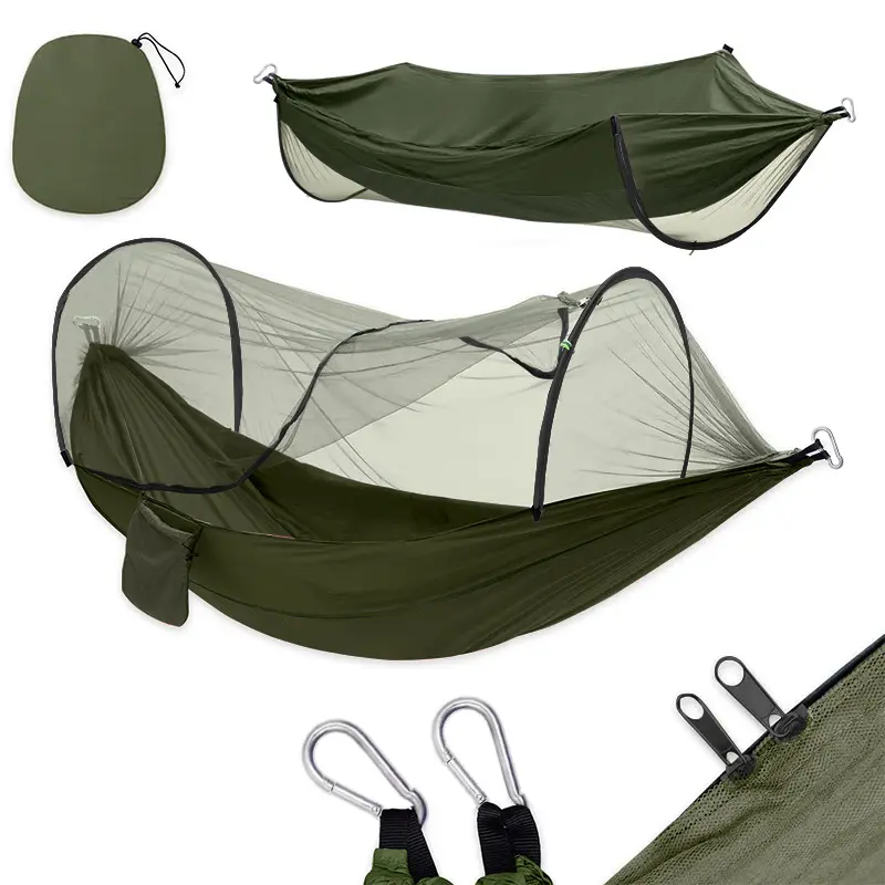 210T Nylon 1 Person Tree Hanging Camping Hammock Tent With Tarp