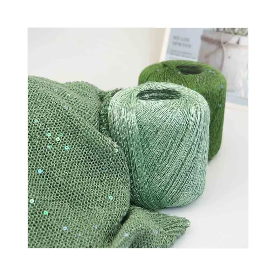 China entity factory direct sale blended yarn spring and summer linen silk sequins hand knitting wool yarn