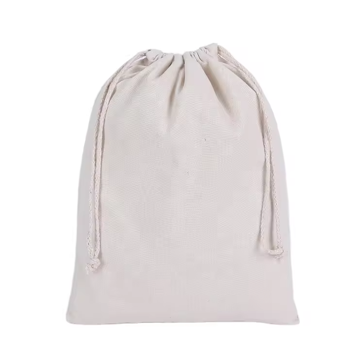 High quality portable shopping custom logo printed organic cotton drawstring jewelry pouch bag