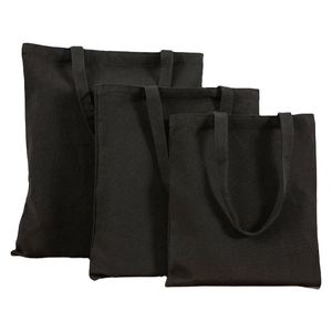 High Quality Medium Sublimation Black <b>Canvas</b> <b>Tote</b> Bag with Custom Printed Logo Reusable Shoulder Strap for Promotional Use - Product Image 1