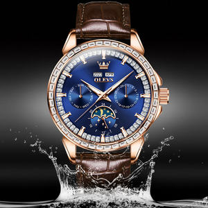 Pour OLEVS 6695 <span class=keywords><strong>montre</strong></span> mécanique automatique de luxe pour hommes étanche Phase de lune conception plongeur mode affaires robe Style cuir - Product Image 4