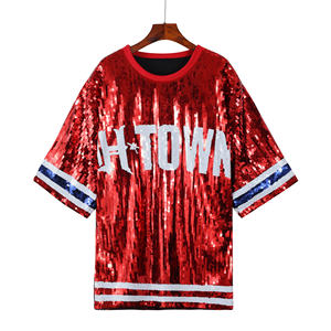 Vestido Camisero de Lentejuelas para <span class=keywords><strong>Mujer</strong></span>, Camiseta de Lentejuelas con Temática de Equipo de Fútbol para Fiestas Navideñas, Ideal para Halloween y Navidad - Product Image 1