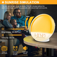 Réveil Lumière du Jour Réveil au Lever du Soleil pour Enfants Dormeurs Profonds Chambre avec Simulation de Lever du Soleil Aide au Sommeil Double Alarme