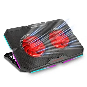 Pabrik Portabel Lipat RGB Gaming Notebook Pendingin untuk Meja Laptop Kipas Berdiri Ketinggian Dapat Disesuaikan Bantalan Pendingin Laptop dengan 2 Kipas