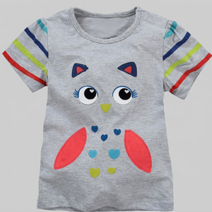 T-shirts décontractés pour filles, col rond, 100% coton, respirants, anti-rides, imprimés, tricotés, pour bébés et tout-petits, tailles et couleurs personnalisables - Product Image 1