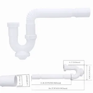 1-1/4在P型疏水阀柔性盆排水管管，塑料瓶疏水阀虹吸管下水道，用于厨房和浴室