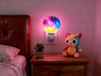 Lampe de Nuit LED 3D en Forme de Lune/Terre, Projection d'Étoiles Colorée, Moderne, en ABS, à Brancher, pour Chambre d'Enfant, CRI 95 Moyen