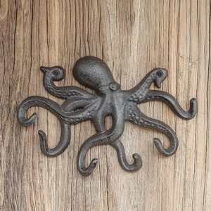 Crochets muraux de poulpe Style campagnard antique 6 crochets cintre abri de jardin support de calmar <span class=keywords><strong>crochet</strong></span> porte-clés fonte métal grande mer <span class=keywords><strong>nautique</strong></span> - Product Image 5