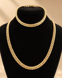 Conjunto de Joyería Clásico de Moda, Cadena Cubana y Collar Chapados en Oro de 14k para Hombre, Joyería para Boda, Compromiso y Fiesta - Product Image 5