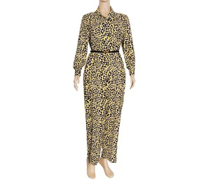 Vêtements grande taille pour femmes africaines : combinaison décontractée amincissante, <span class=keywords><strong>ample</strong></span>, à imprimé léopard, avec ceinture - Product Image 3