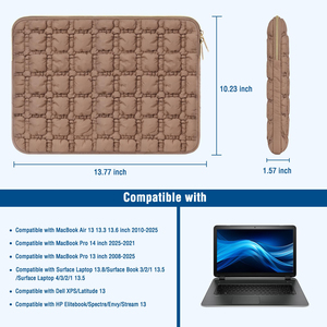 Funda para Portátil de 13.3, <span class=keywords><strong>14</strong></span> y 15.6 <span class=keywords><strong>Pulgadas</strong></span>, Compatible con MacBook Air, Acolchada, con Diseño de Cuadrícula, Bolsa de Transporte para Computadora con Estuche Pequeño - Product Image 2