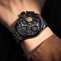 Montre à quartz rotative pour homme, boîtier en alliage, bracelet en acier inoxydable, cadran en verre, chronographe 44 mm, montre analogique vintage tendance
