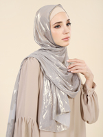 SWAN Écharpe Châle Hijab Musulmane de Luxe Personnalisée pour Femme, en Chiffon et Satin, Respirante, de Haute Qualité, avec Estampage à Chaud et Pierres