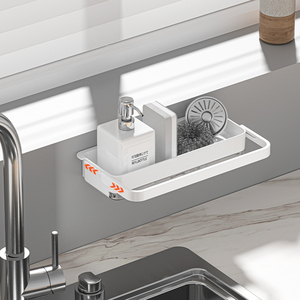 Fregadero de cocina, soporte de esponja Caddy <span class=keywords><strong>para</strong></span> estante, organizador de fregadero, dispensador de jabón, escurridor, accesorios, fregadero Caddy con <span class=keywords><strong>bandeja</strong></span> de drenaje - Product Image 5