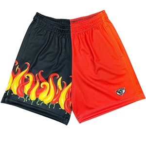 Diseña tus propios pantalones cortos de baloncesto con colores divididos, entrepierna de 5 pulgadas, de una sola capa, para hombre, 100% poliéster, pantalones cortos casuales de malla. - Product Image 3
