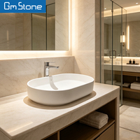 Lavabo de luxe moderne en pierre artificielle, finition mate, pour salle de bain, facile à nettoyer, idéal pour hôtel, villa, appartement, maison